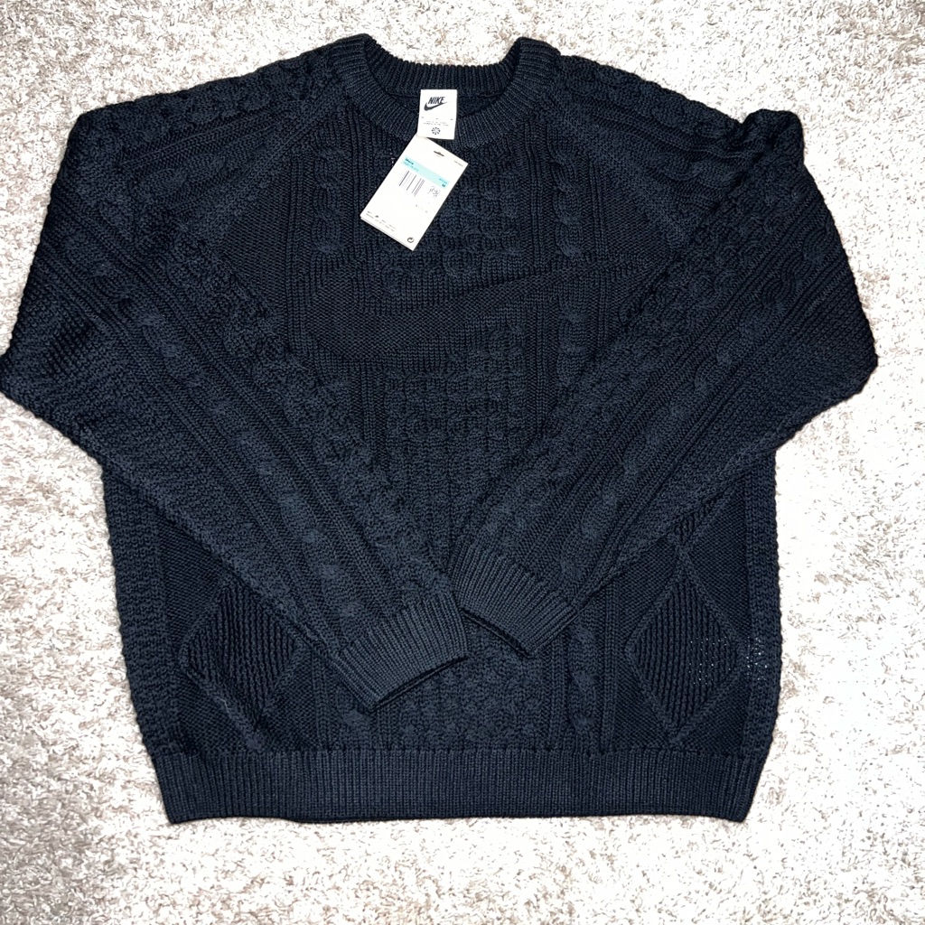 Nike Cable Knit Sweater Black Sz M